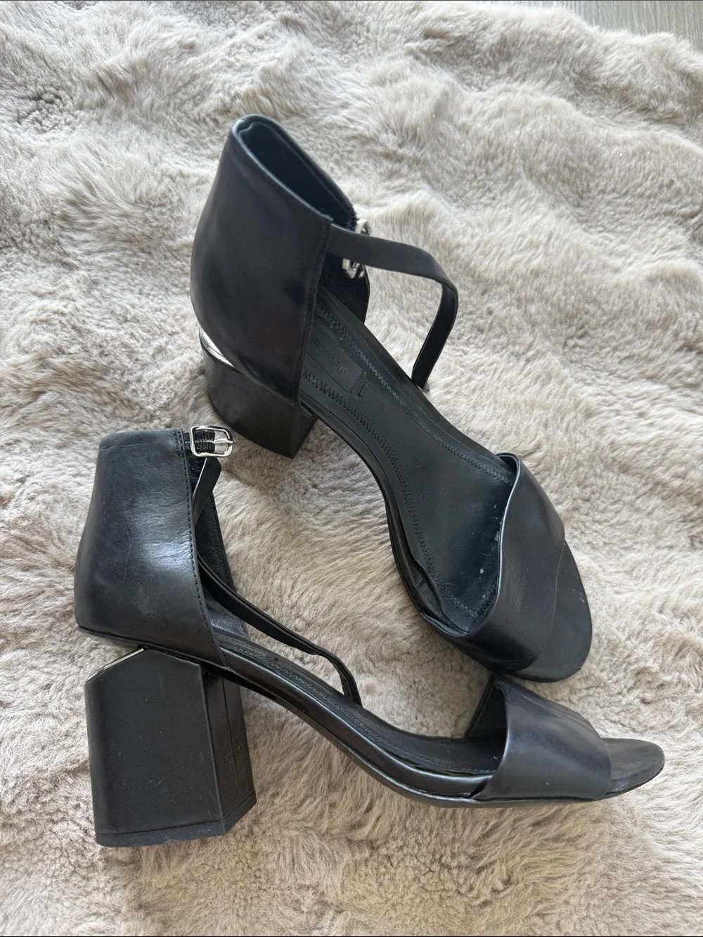 Alexander Wang Black Platform Sandals with Silver Trim